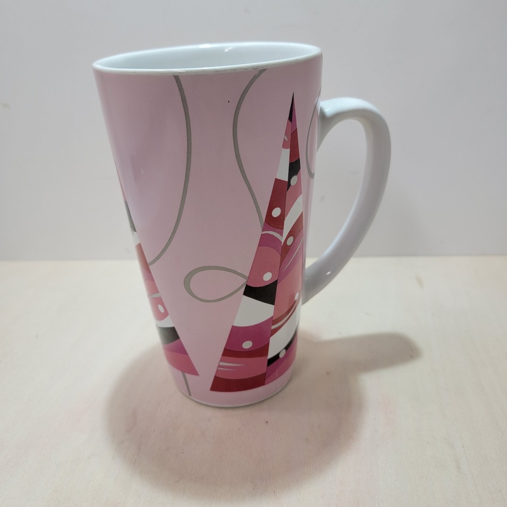Starbucks Coffee Pink Tall Latte Mug 2004 Holiday Christmas Tree Design - Picture 5 of 8